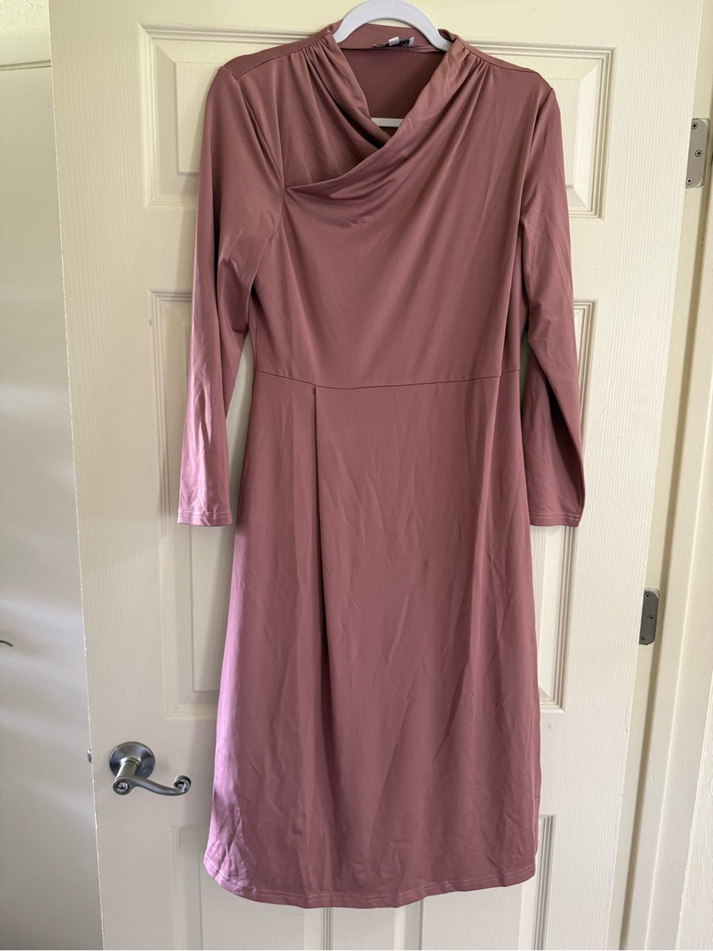 Mauve Draped-Neck Swim Dress